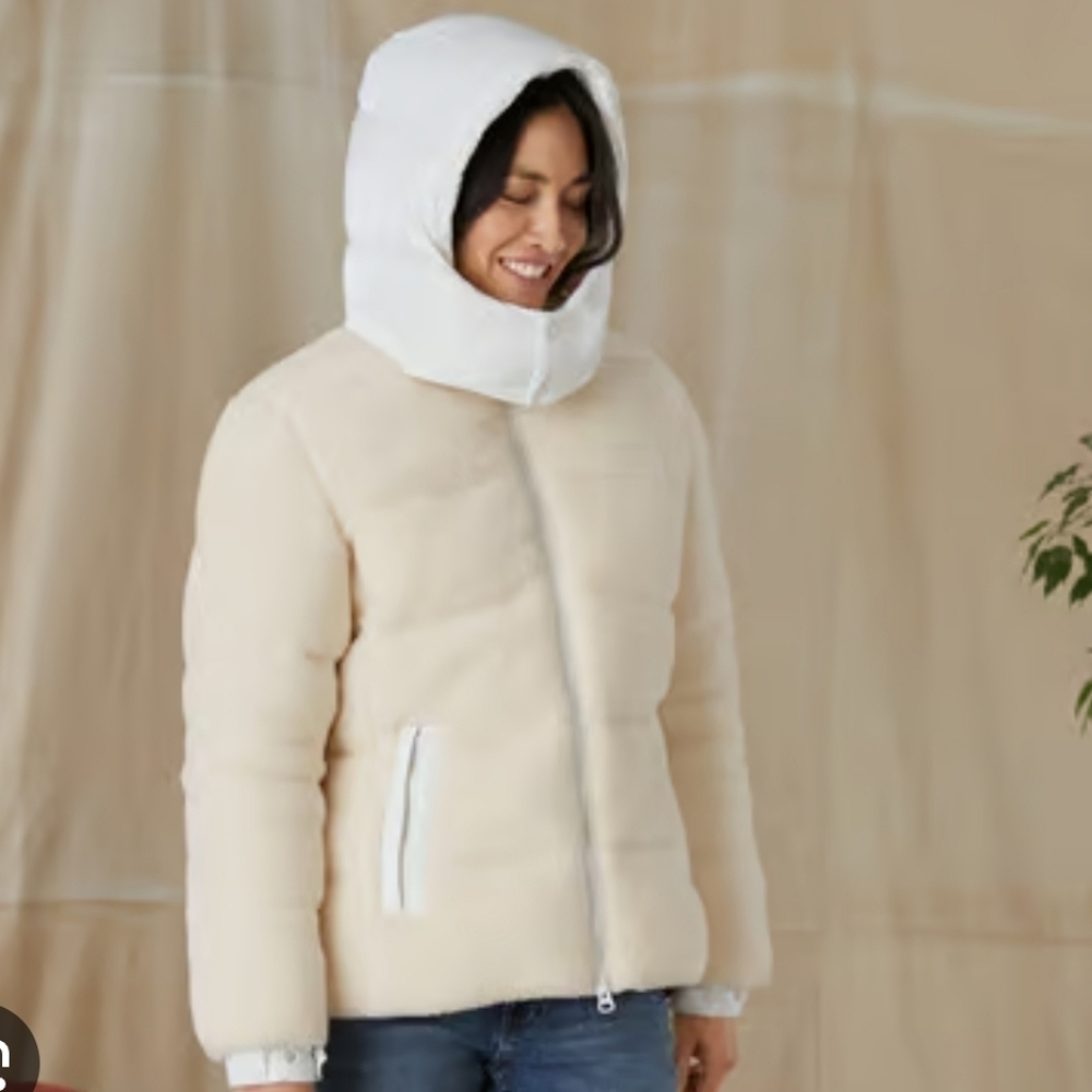 Save the Duck Bertha Fleece Puffer Coat Off White NWT